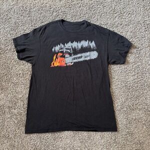 Echo Chainsaw Graphic Print Black Mens Cotton Crew Neck T Tee Shirt Size Large L